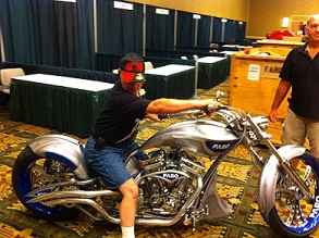 Special custom motorcycle moved by ATV Movers